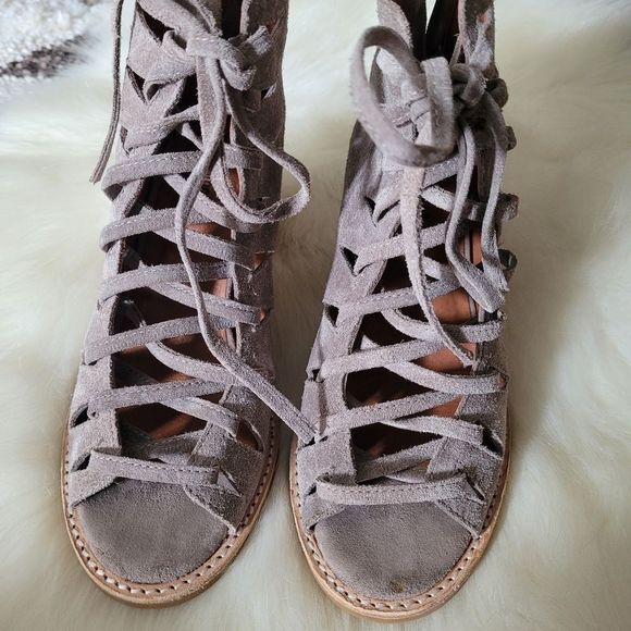 Jeffrey Campbell Taupe Lace-Up Heels - Picture 3 of 8